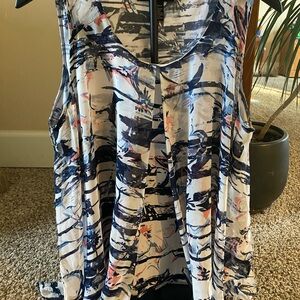 Elegant Abstract Print Sleeveless Blouse
